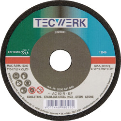 Trennscheibe D125x1mm ger.STA STE Bohr.22,23mm TECWERK