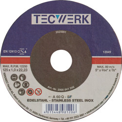 Trennscheibe INOX D125x1,5mm ger.INOX Bohr.22,23mm TECWERK