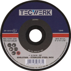 Schruppscheibe INOX D125xS6mm gekr.INOX Bohr.22,23mm TECWERK