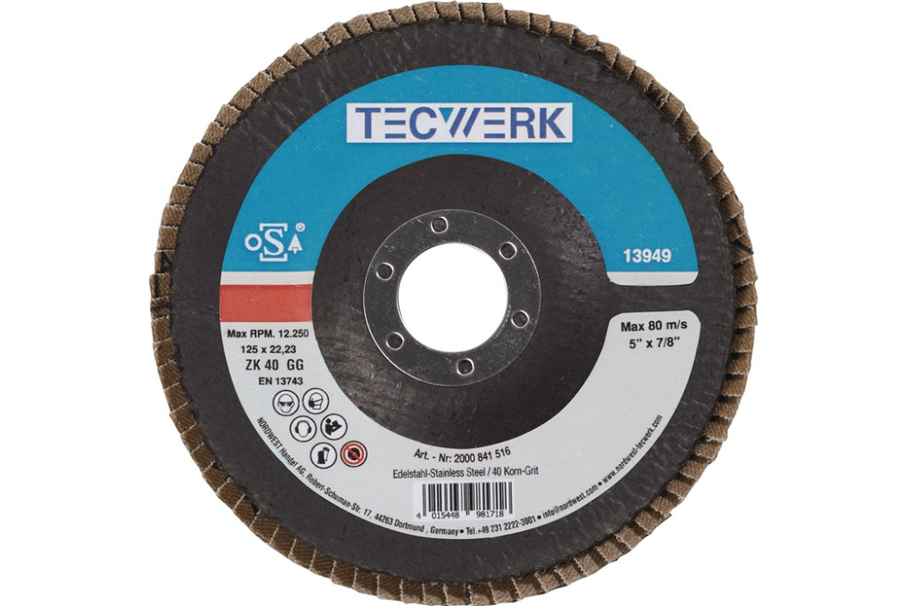 Fächerscheibe D.115mm K.40 kon.INOX ZK TECWERK