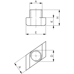 T Nutenstein Nr.510 T Nut 10mm M8 rhombisch AMF T Nutenstein Nr.510 T Nut 10mm M8 rhombisch AMF
