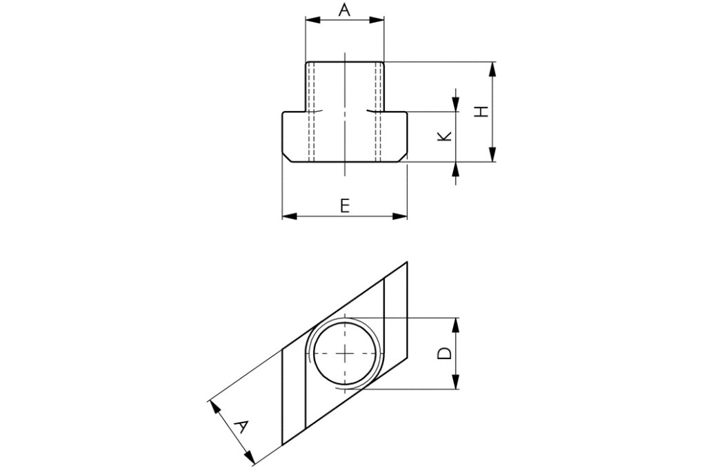 T Nutenstein Nr.510 T Nut 10mm M8 rhombisch AMF T Nutenstein Nr.510 T Nut 10mm M8 rhombisch AMF