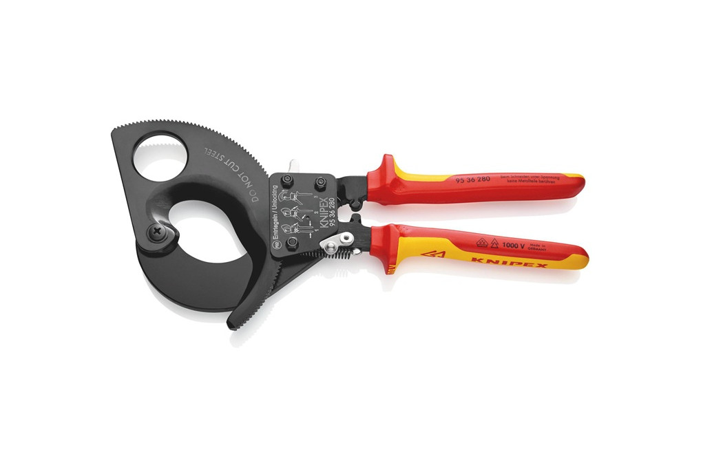 Kabelschneider Gesamt L.280mm max.52 (380 mm²)mm Mehrkomp. Hüllen VDE KNIPEX Kabelschneider Gesamt L.280mm max.52 (380 mm²)mm Mehrkomp. Hüllen VDE KNIPEX