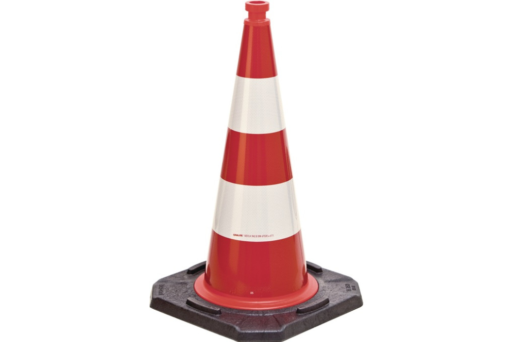 Leitkegel TL H.750mm BAST geprüft,2 Streifen G.5,80 kg,45x45cm