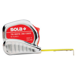 Taschenrollbandmaß TRI MATIC L.5m B.19mm mm cm EG I Ku.Stopptaste SOLA