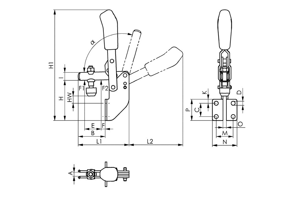 Senkrechtspanner Nr.6803 Gr.3 Winkelfuß AMF Senkrechtspanner Nr.6803 Gr.3 Winkelfuß AMF