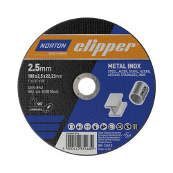 Trennscheibe D180x2,5mm Typ 41 Metall Inox Bohr.22,23mm NORTON CLIPPER