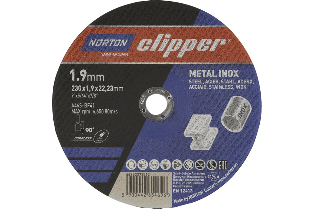 Trennscheibe D230x1,9mm Typ 41 Metall Inox Bohr.22,23mm NORTON CLIPPER Trennscheibe D230x1,9mm Typ 41 Metall Inox Bohr.22,23mm NORTON CLIPPER
