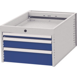Schubladenschrank H358xB541xT736mm 3Schubl.lichtgrau signalblau Schubladenschrank H358xB541xT736mm 3Schubl.lichtgrau signalblau