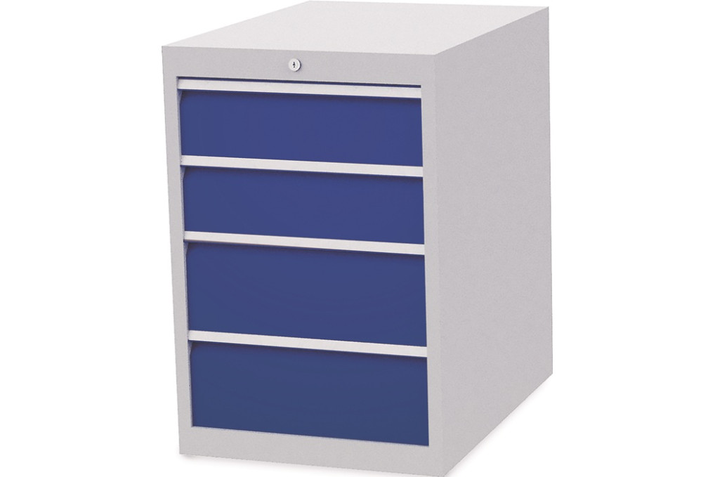 Schubladenschrank H819xB555xT736mm 4Schubl.lichtgrau signalblau