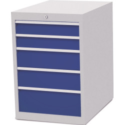 Schubladenschrank H819xB555xT736mm 5Schubl.lichtgrau signalblau Schubladenschrank H819xB555xT736mm 5Schubl.lichtgrau signalblau