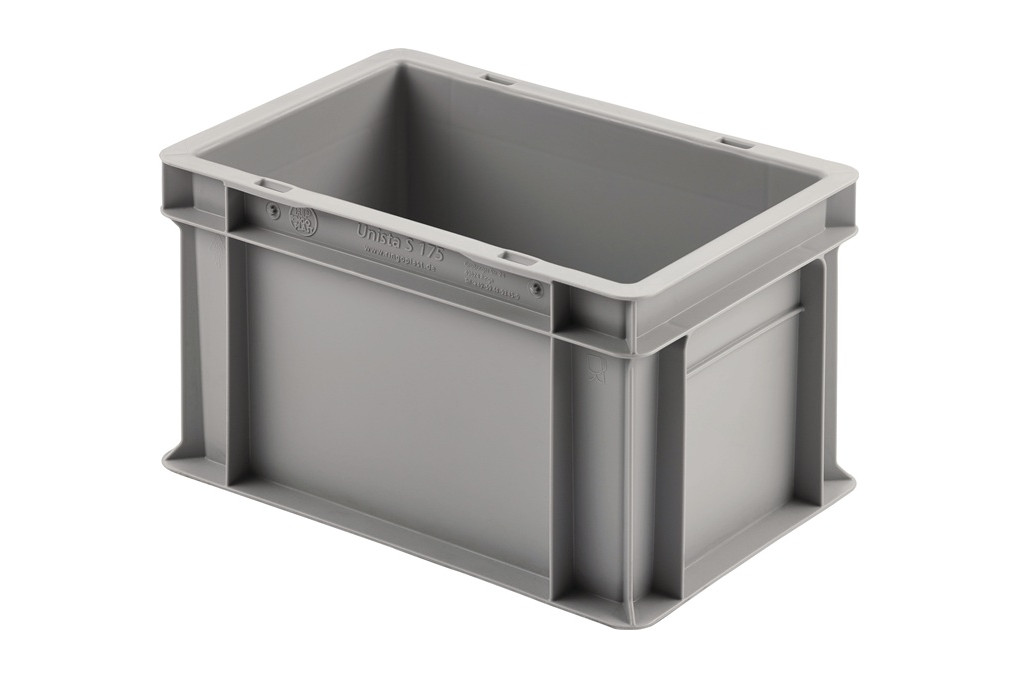 Transportstapelbehälter L300xB200xH175mm o.Deckel hellgrau PP geschl.Griffe