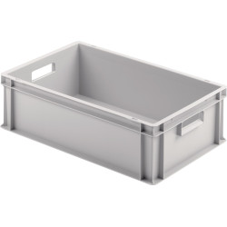 Transportstapelbehälter L600xB400xH175mm o.Deckel hellgrau PP offene Durchgriffe Transportstapelbehälter L600xB400xH175mm o.Deckel hellgrau PP offene Durchgriffe