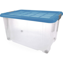 Kunststoffbehälter eck.55l PP transp.L600xB400xH300mm m.Deckel u.Rl.MAIER