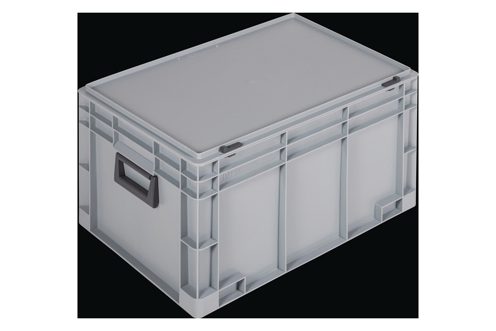 Ku. Koffer L600xB400xH333mm PP 2 Griffe Schiebeverschluss grau 62,2l LOCKWEILER