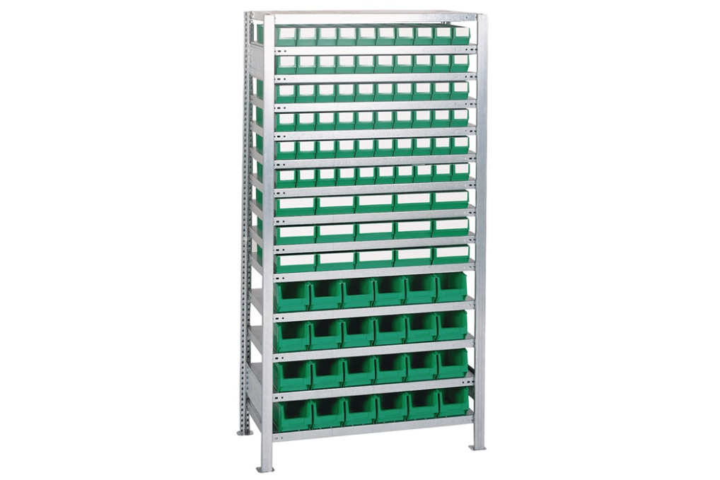 Steckregal H2000xB1000xT400mm Grundregal 16 Stahl Bd.90x3,30x4 blau TECWERK