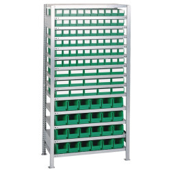 Steckregal H2000xB1000xT400mm Grundregal 14 Stahl Bd.90x3,15x4 grün TECWERK