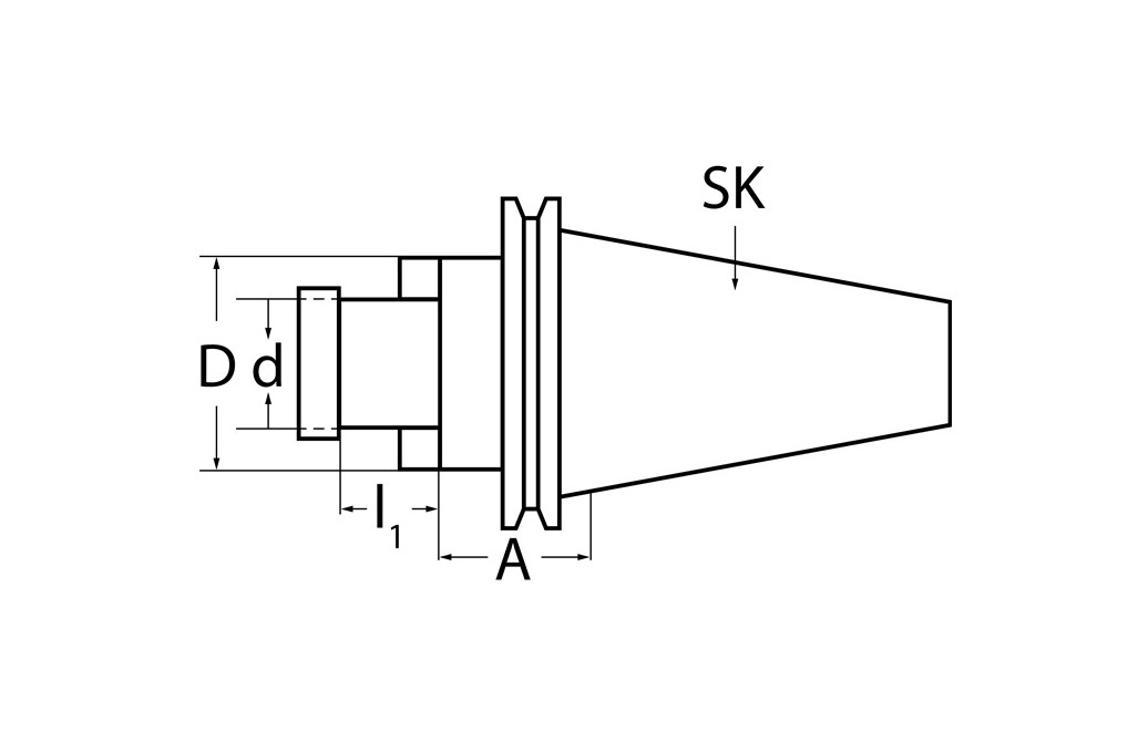 Quernutaufsteckfräsdorn DIN 69871AD B Spann D.22mm SK40 A. L.35mm TECWERK Quernutaufsteckfräsdorn DIN 69871AD B Spann D.22mm SK40 A. L.35mm TECWERK