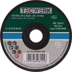 Schleiftopf C16N 110 100mm Natur u.Kunststein,Stahlguss 16 Bohr.22,23mm TECWERK Schleiftopf C16N 110 100mm Natur u.Kunststein,Stahlguss 16 Bohr.22,23mm TECWERK