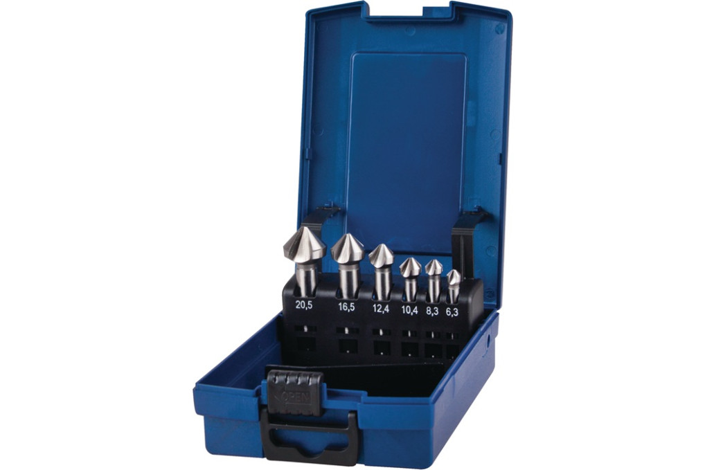 Kegelsenkersatz DIN 335C 90Grad 6,3 20,5mm HSS Co 6 tlg.Ku. Kass.TECWERK Kegelsenkersatz DIN 335C 90Grad 6,3 20,5mm HSS Co 6 tlg.Ku. Kass.TECWERK