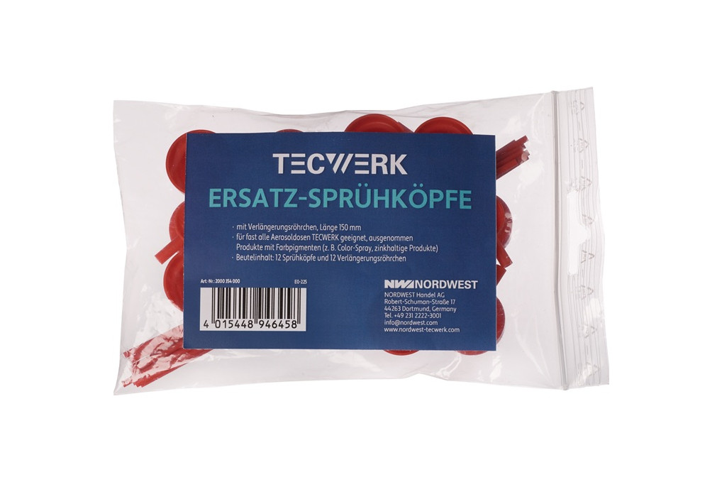 Ersatzsprühköpfe je 12 Sprühköpfe u.Röhrchen (150 mm) Ku.Btl.TECWERK