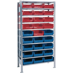 Steckregal H2000xB1000xT500mm Grundregal 10 Stahlbd.14xMK2Z blau,13xMK2Z rot TW Steckregal H2000xB1000xT500mm Grundregal 10 Stahlbd.14xMK2Z blau,13xMK2Z rot TW