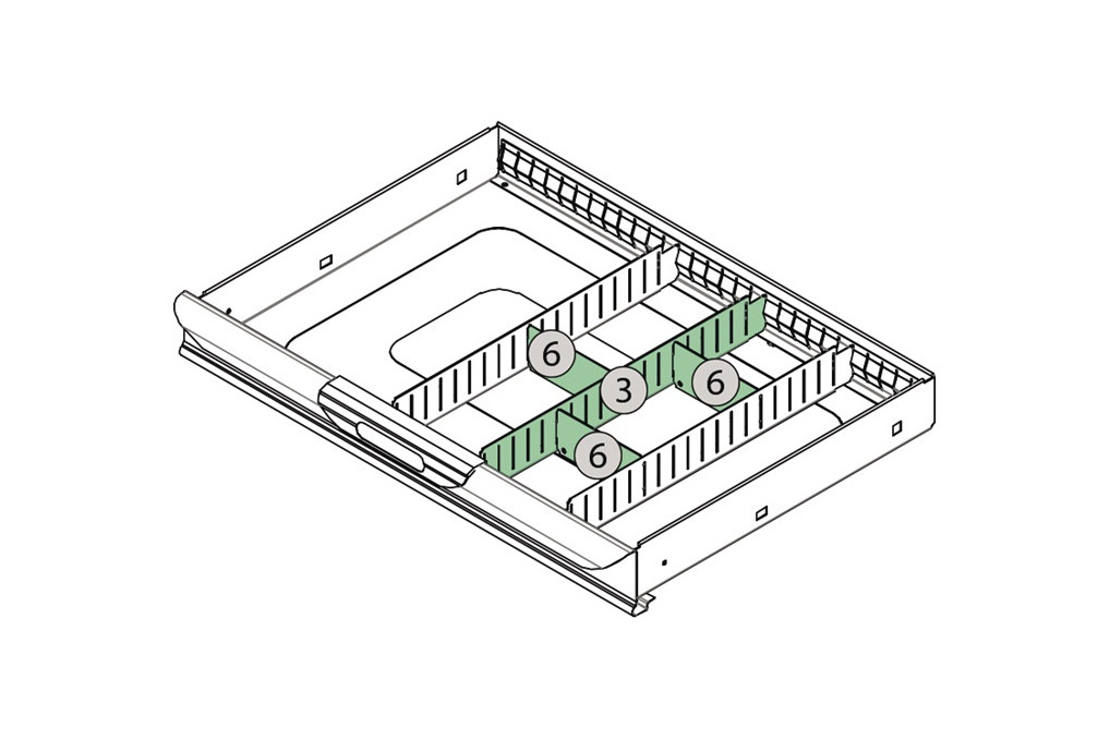 Schubladenunterteilungsmaterial 4 tlg.Erweiterungsset 2 TECWERK