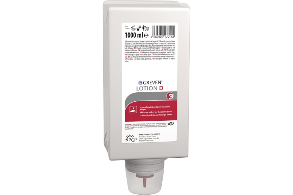 Hautpflegelotion GREVEN® LOTION D 1l O W Emulsion Variofl.GREVEN Hautpflegelotion GREVEN® LOTION D 1l O W Emulsion Variofl.GREVEN