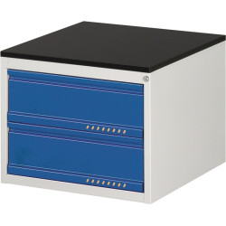 Schubladenschrank BK 650 H460xB580xT650mm lichtgrau blau 2Schubl.Einfach.TECWERK