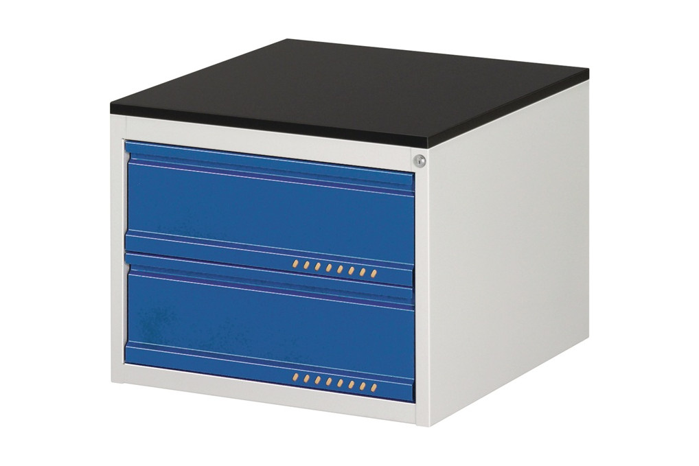 Schubladenschrank BK 650 H460xB580xT650mm lichtgrau blau 2Schubl.Einfach.TECWERK