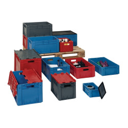 Transportbehälter L400xB300xH270mm rot PP Schwerlast Seitenwände geschl.