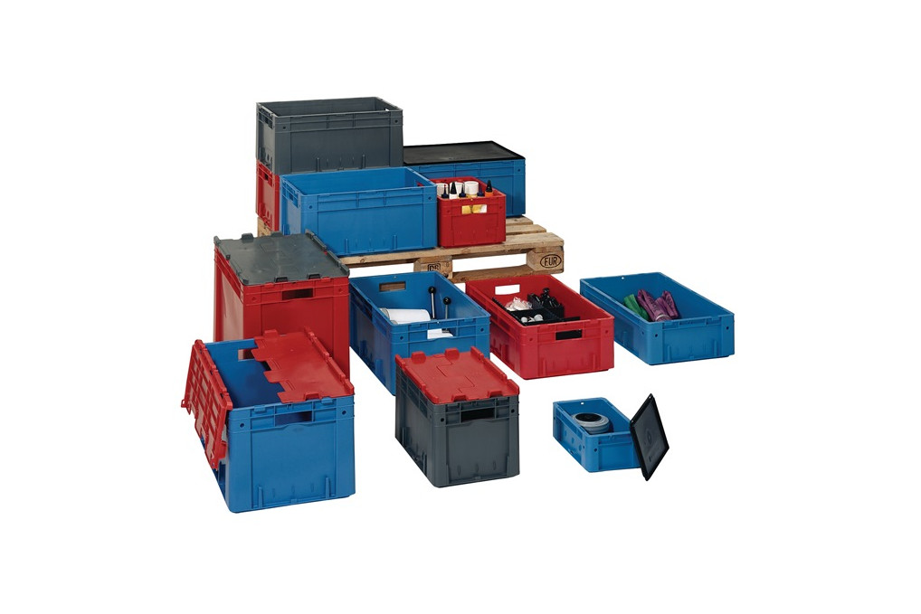 Transportbehälter L400xB300xH270mm rot PP Schwerlast Seitenwände geschl.