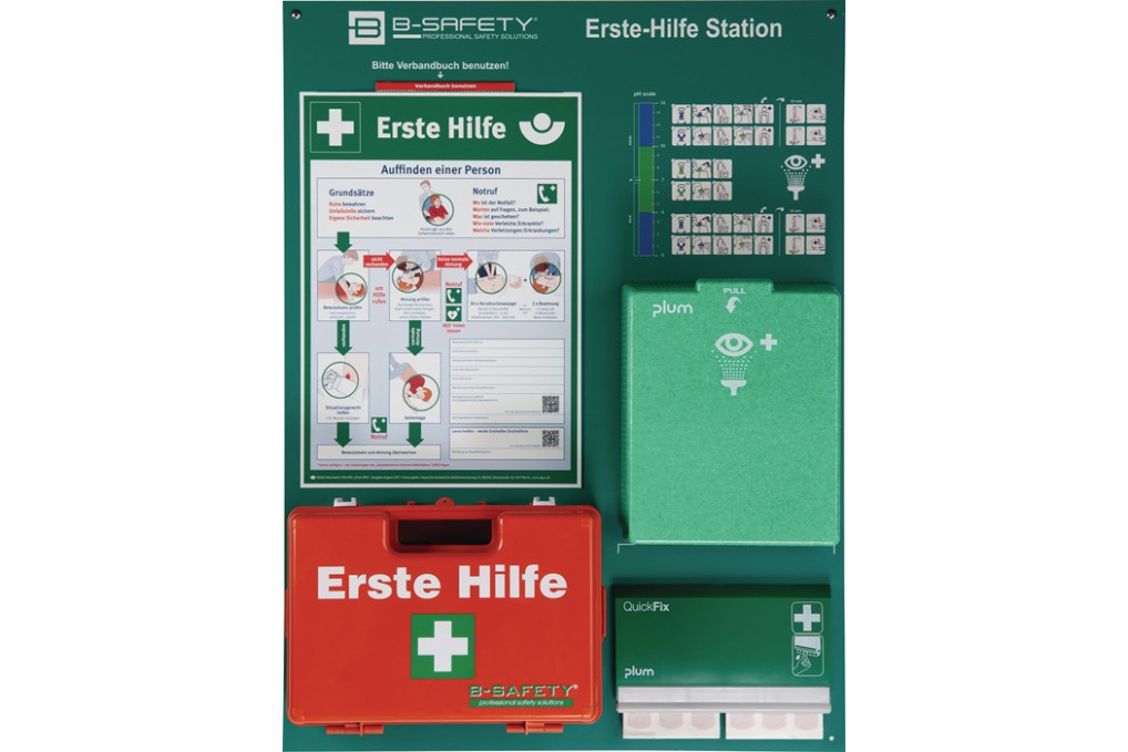 Erste Hilfe Station B800xH600xT150ca.mm Grün Weiß B SAFETY