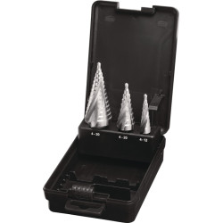 Stufenbohrersatz D.4 12 4 20 4 30mm HSS Spiralnut 3tlg.Ku. Kass.TECWERK