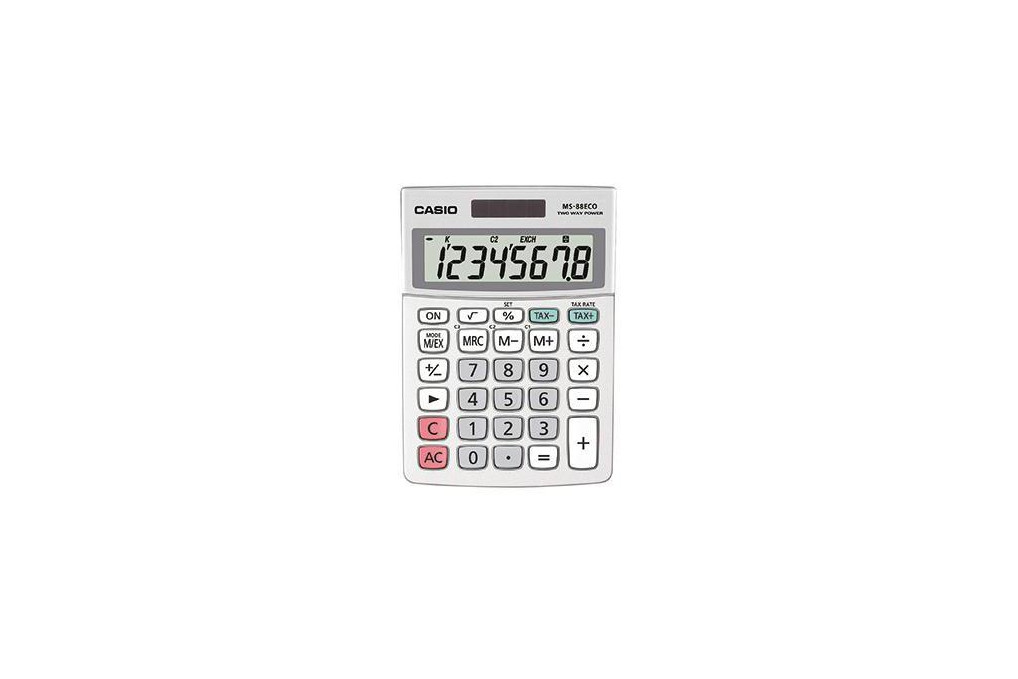 CASIO Tischrechner MS 88ECO W EH 10x14cm 8stellig silbergrau