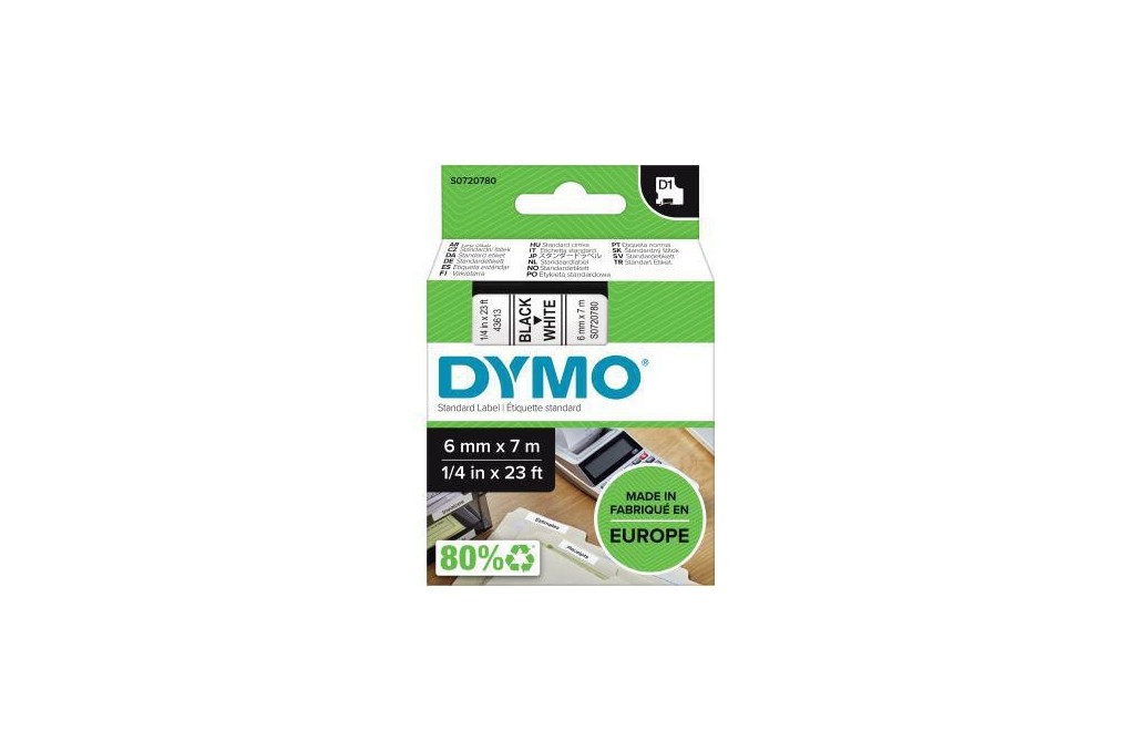 DYMO Schriftbandkassette D1 S0720780 6mmx7m sw auf ws DYMO Schriftbandkassette D1 S0720780 6mmx7m sw auf ws
