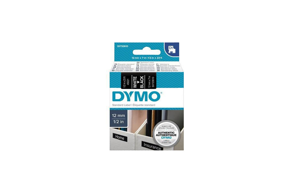 DYMO Schriftbandkassette D1 S0720610 12mmx7m ws auf sw