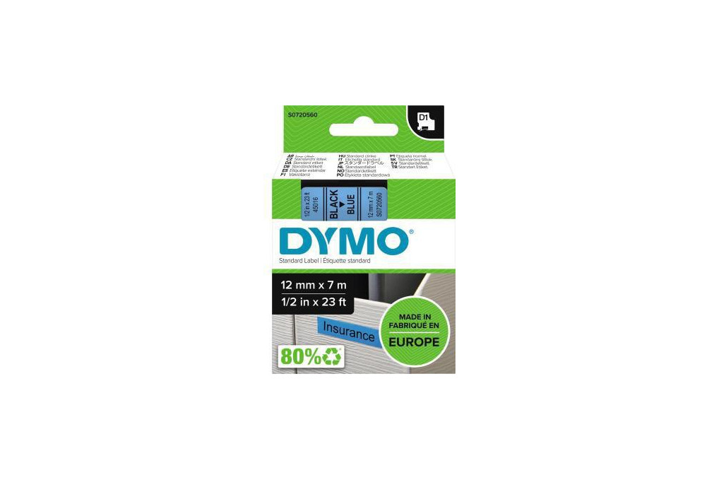 DYMO Schriftbandkassette D1 S0720560 12mmx7m sw auf bl