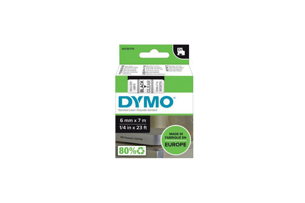 DYMO Schriftbandkassette D1 S0720770 6mmx7m sw auf tr
