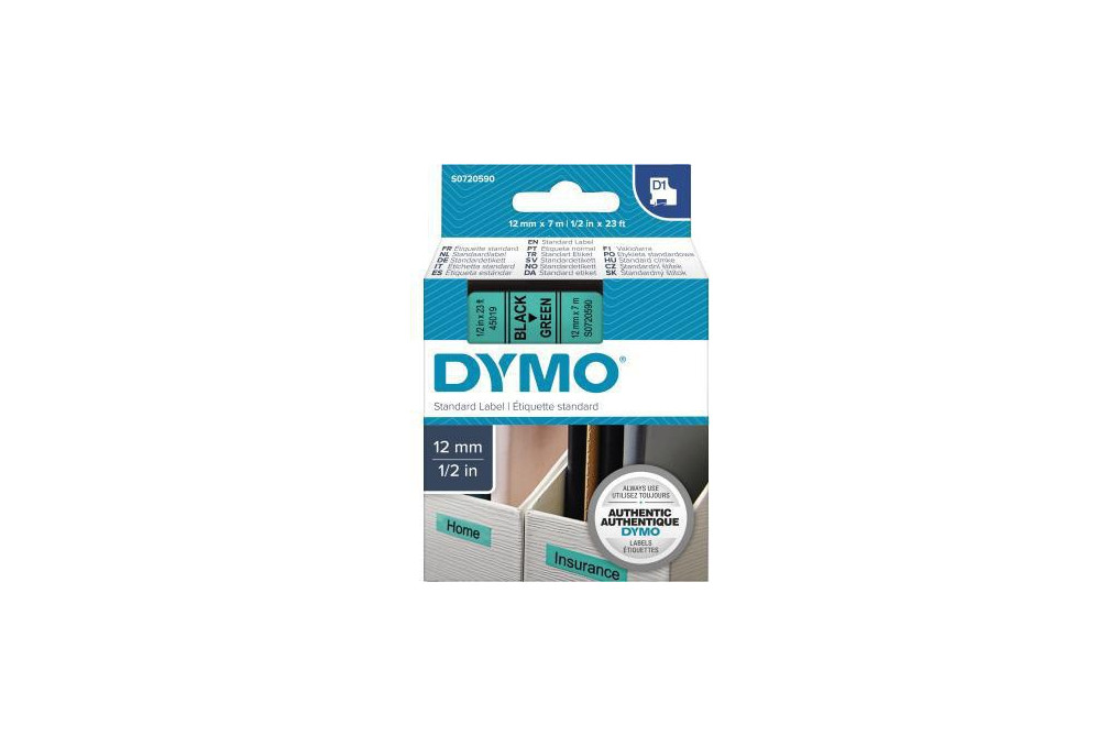 DYMO Schriftbandkassette D1 S0720590 12mmx7m sw auf gn