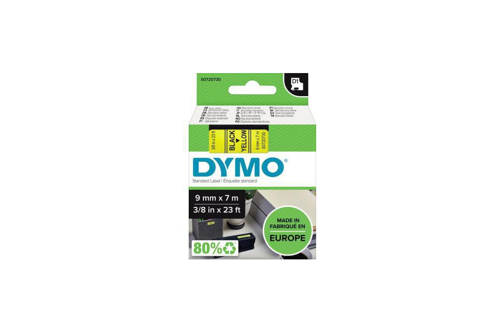 DYMO Schriftbandkassette D1 S0720730 9mmx7m schwarz auf gelb