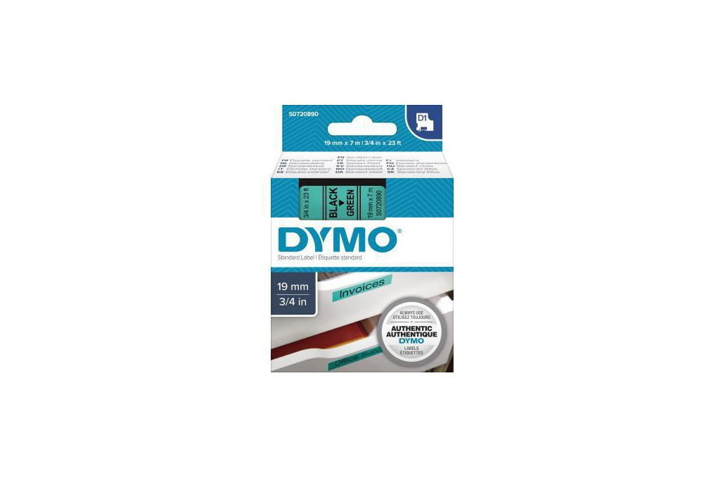 DYMO Schriftbandkassette D1 S0720890 19mmx7m sw auf gr