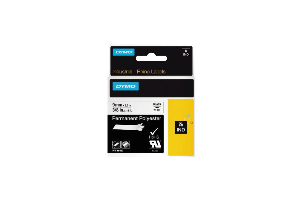 DYMO Schriftbandkassette Rhino ID1 18482 9mmx5,5m sw auf ws
