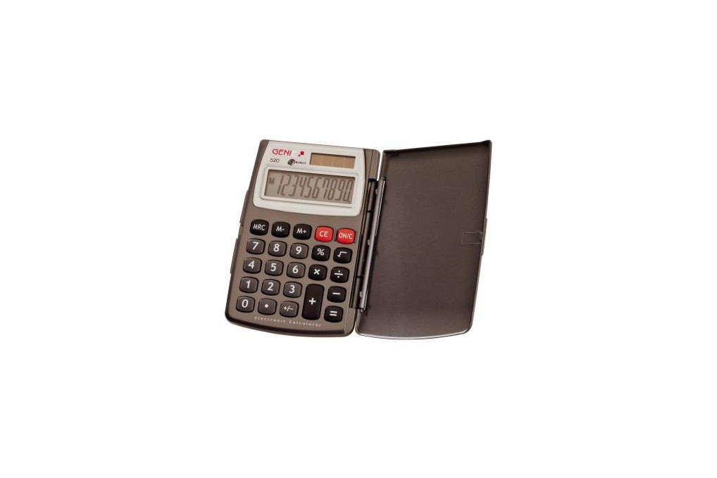 GENIE® Taschenrechner 520 10 stellig mit Klappdeckel grau