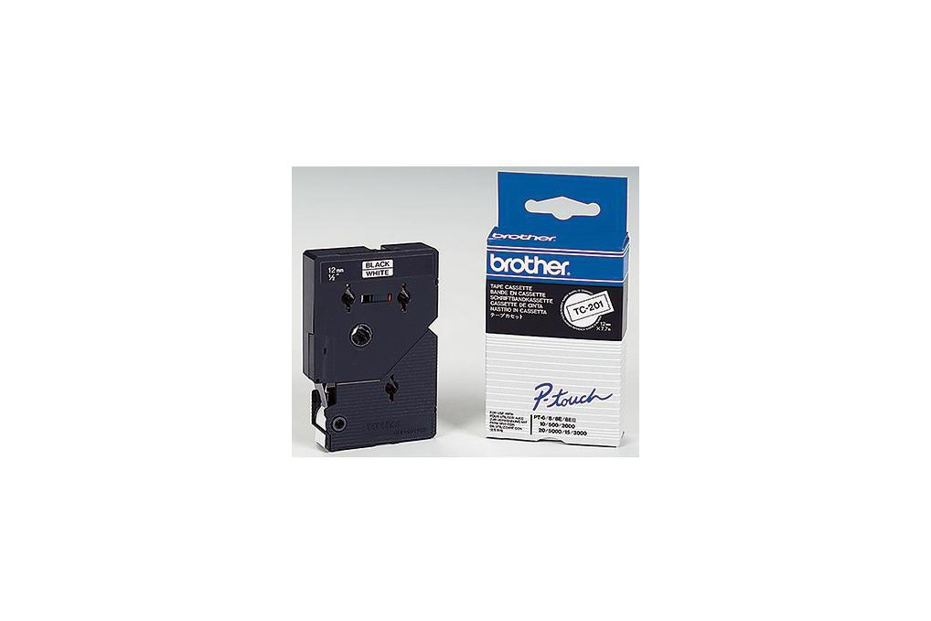 Brother Schriftbandkassette TC201 12mmx7,7m laminiert sw auf ws Brother Schriftbandkassette TC201 12mmx7,7m laminiert sw auf ws