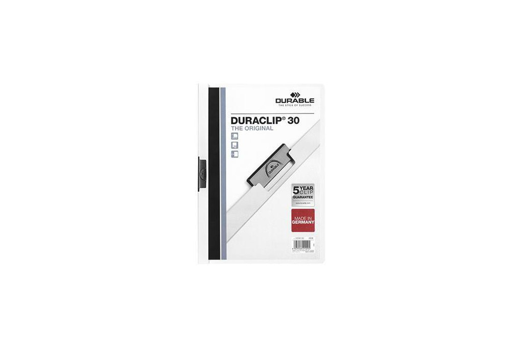 DURABLE Klemmmappe DURACLIP 30 220002 DIN A4 Hartfolie weiß