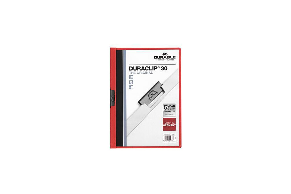 DURABLE Klemmmappe DURACLIP 30 220003 DIN A4 Hartfolie rot