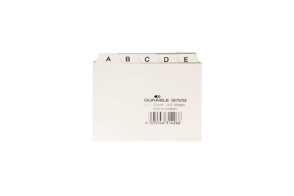 DURABLE Leitregister 367002 DIN A7 quer A Z Kunststoff weiß