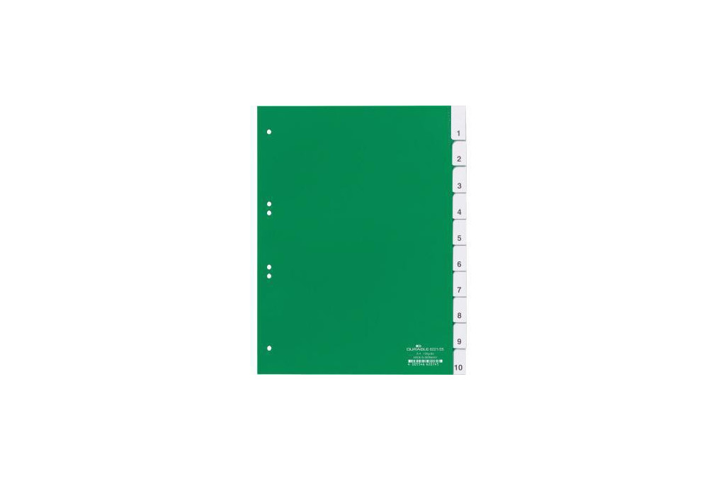 DURABLE Register 622105 DIN A4 10teilig Hartfolie grün