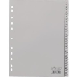 DURABLE Register 652310 DIN A4 volldeckend 1 31 31tlg. PP grau